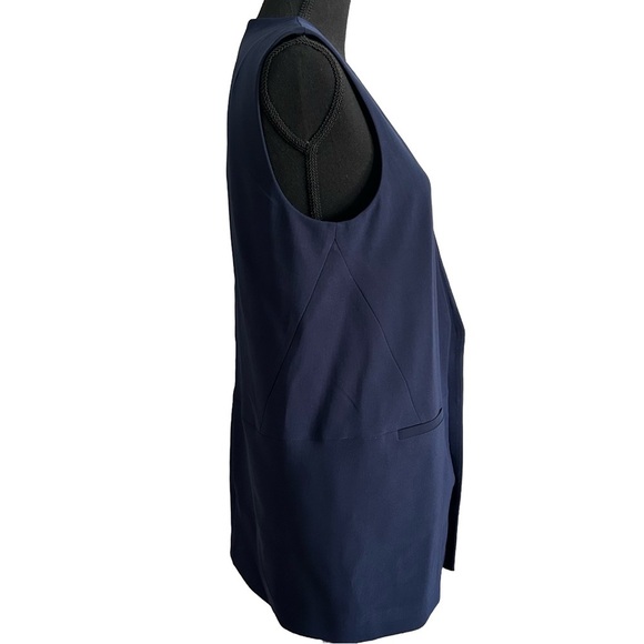 White House Black Market Navy Sleeveless Open Front Vest - Picture 4 of 6